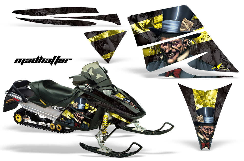 Ski-Doo Rev Graphics Kit MADHATTER Yellow